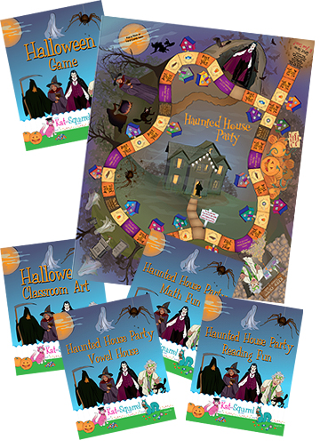 Kat and Squirrel Halloween Haunted House Party