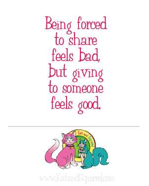 Being forced to share feels bad, but giving to someone feels good.